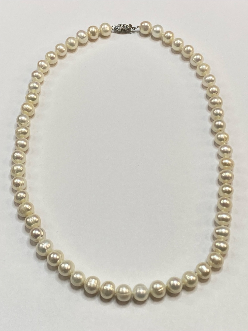 LUC Cultured Freshwater Pearl Strand 17” Necklace 925 Silver Lucas Lameth 8mm